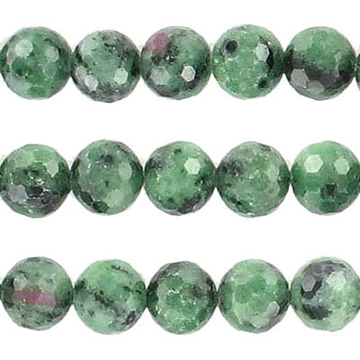 Billes semi-precieuses à facettes, 8mm, rondelle, rubis zoisite, grandeur de trou approx. 1-1.20mm, cordes de 16 pouces. Vendu en paquet de 1 corde(s). (SKU# SPBD8MMF/RZ)