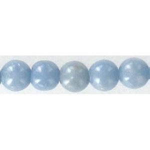 Billes semi-précieuses rondes, 8mm, taille du trou approx. 1-1.2mm, angelite, corde de 16 pouces. Vendu en paquet de 1 corde(s). (SKU# SPBD8MM/AL)