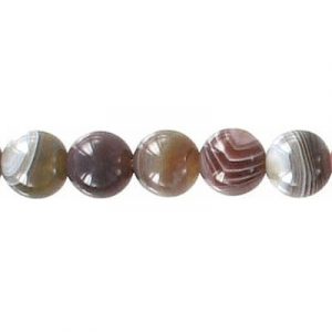 Billes semi-précieuses rondes, 8mm, agate du Botswana, corde de 16 pouces. Vendu en paquet de 1 corde(s). (SKU# SPBD8MM/BOT)