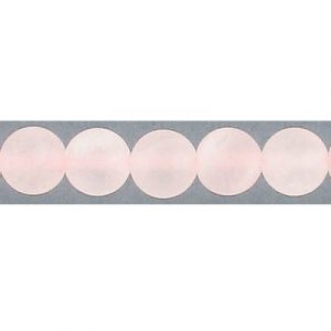 Billes semi-précieuses rondes, 8mm, quartz rose mat, corde de 16 pouces. Vendu en paquet de 1 corde(s). (SKU# SPBD8MM/MRQ)