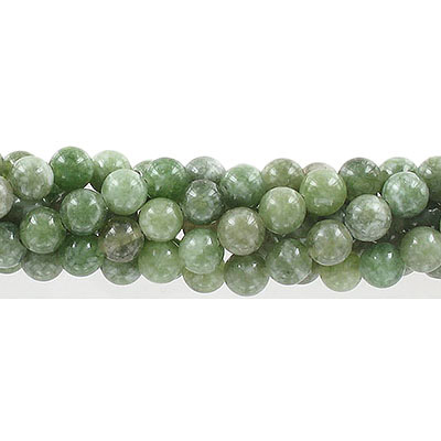Billes semi-précieuses rondes, 8mm, jade olive "candy", grandeur de trou approx. 1-1.20mm, corde de 16 pouces. Vendu en paquet de 1 corde(s). (SKU# SPBD8MM/OLJ)