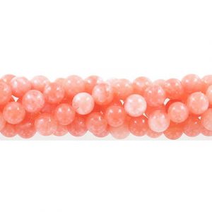 Billes semi-précieuses rondes, 8mm, jade orange (candy), approx hole size 1-1.20mm, corde de 16 pouces. Vendu en paquet de 1 corde(s). (SKU# SPBD8MM/ONJ)