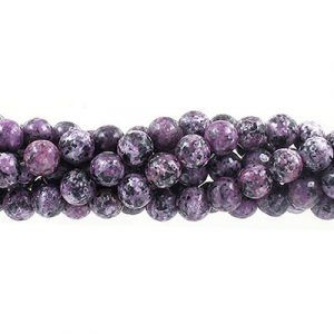 Billes semi-précieuses rondes, 8mm, jade mauve feu "candy", grandeur de trou approx. 1-1.20mm, corde de 16 pouces. Vendu en paquet de 1 corde(s). (SKU# SPBD8MM/PFJ)