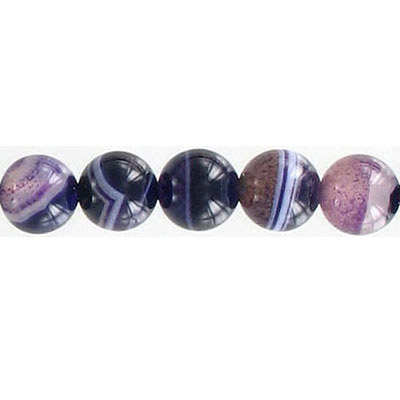 Billes semi-précieuses rondes, 8mm, agate mauve, corde de 16 pouces. Vendu en paquet de 1 corde(s). (SKU# SPBD8MM/PUAG)