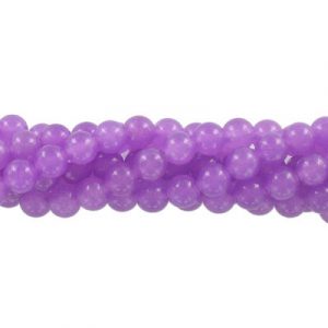Billes semi-précieuses rondes, 8mm, jade bonbon mauve, grandeur de trou approx. 1-1.20mm, corde de 16 pouces. Vendu en paquet de 1 corde(s). (SKU# SPBD8MM/PUNJ)