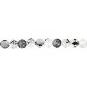 Billes semi-précieuses rondes, 8mm, quartz rutile, corde de 16 pouces. Vendu en paquet de 1 corde(s). (SKU# SPBD8MM/RUTQ)