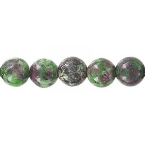 Billes semi-précieuses rondes, 8mm, zoisite rubis, corde de 16 pouces. Vendu en paquet de 1 corde(s). (SKU# SPBD8MM/RZ)