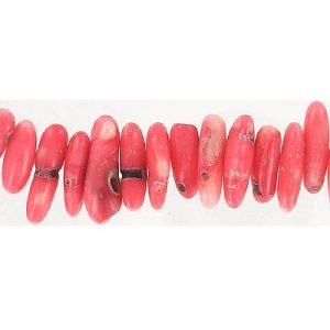 Semi-precious beads, medium teeth drops, pink coral, 16 inch strand. (SKU# SPBDMDT/PKC). Sold per pack of 1 strand(s).
