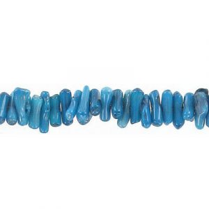 Semi-precious beads, mini-teeth drops, blue coral, 16 inch strand. (SKU# SPBDMT/BLC). Sold per pack of 1 strand(s).