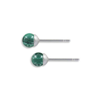 Semi-precious round beads, 4mm, half drilled, malachite, approx. hole size 0.90mm. (SKU# SPHD4MM/MAL). Sold per pack of 12 - Image 2