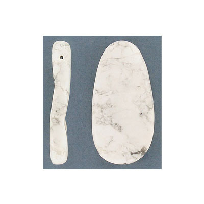 Semi-precious pendant, approx. 25x50mm, pear shape drop, white howlite. (SKU# SPP2550/WHHOW). Sold per pack of 6