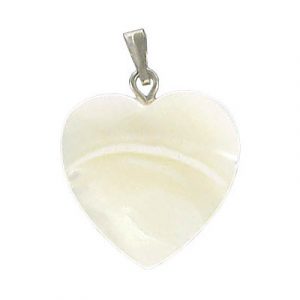 Pendentif semi-précieux, en forme de cœur, 18mm, nacre. Vendu en paquet de 12. (SKU# SPPH20MM/MOP)