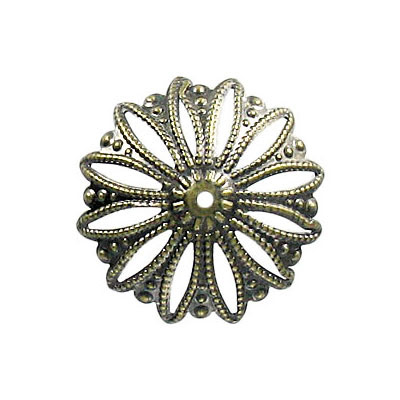 Chapeau de perle, utiliser avec des billes 25mm, plaqué couleur laiton antique. Vendu en paquet de 100. (SKU# BC248P21/OXBR)