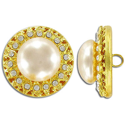 Button crystal with cream pearl gold plate (SKU# BU7688/081). Sold individually.