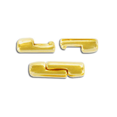 Magnetic clasp for flat Regaliz leather, 22x14mm, inner diameter 20x2.5mm, gold plate. (SKU# CL135M/GL). Sold individually. - Image 2