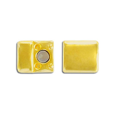 Magnetic clasp for flat Regaliz leather, 22x14mm, inner diameter 20x2.5mm, gold plate. (SKU# CL135M/GL). Sold individually. - Image 3