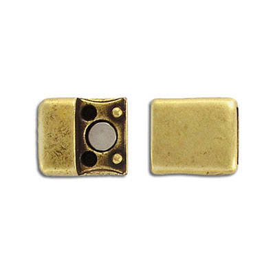 Magnetic clasp, 22x14mm, inside diameter 10x2.5mm, antique brass. (SKU# CL135M/OXBR). Sold individually. - Image 3