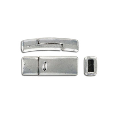 Flat magnetic clasp, 27x9mm, inside diameter 5x2mm, zamak (zink alloy), antique silver. (SKU# CL62M/OXWH). Sold per pack of 5