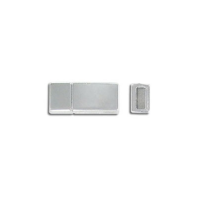 Flat magnetic clasp, 16.7x7mm, inside diameter 5x2mm, zamak (zink alloy), rhodium imitation. (SKU# CL63M/WH). Sold per pack of 5