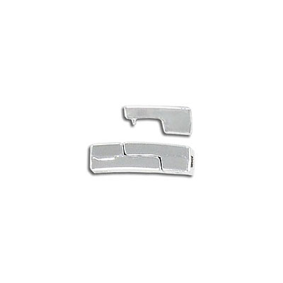 Flat magnetic clasp, 16.7x7mm, inside diameter 5x2mm, zamak (zink alloy), rhodium imitation. (SKU# CL63M/WH). Sold per pack of 5 - Image 2