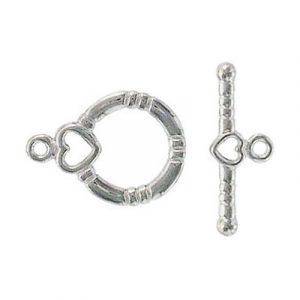Fermoir cabillot de fantaisie (cercle 18x13mm) plaqué couleur imitation rhodium, sans nickel. Vendu en paquet de 100. (SKU# CLT04/WH)
