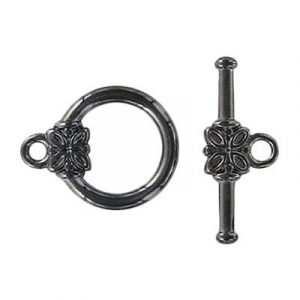 Fermoir cabillot, 18x14mm, plaqué nickel noir, sans nickel. Vendu en paquet de 50. (SKU# CLT46/BN)