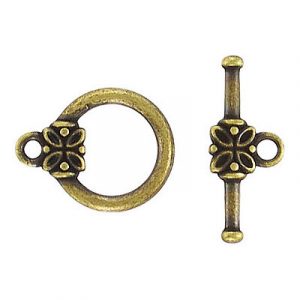 Fermoir cabillot de fantaisie (cercle 18x14mm)plaqué couleur laiton antique, sans nickel. Vendu en paquet de 50. (SKU# CLT46/OXBR)