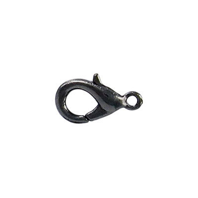 Lobster clasp, 15x8mm, black nickel plate. (SKU# CLZ23/BN). Sold per pack of 100