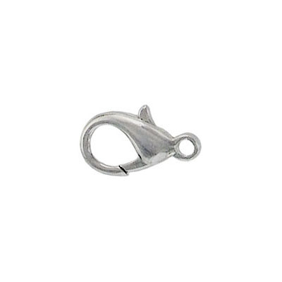 Lobster clasp, 15x8mm, rhodium imitation. (SKU# CLZ23/WH). Sold per pack of 100