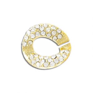 Connector, chain link, 25mm, with crystals, gold plate. (SKU# CN1311/101/GL). Sold per pack of 12
