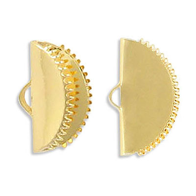 Crimp connector, 20mm, brass core, gold color electroplated. (SKU# CN276/GL). Sold per pack of 12