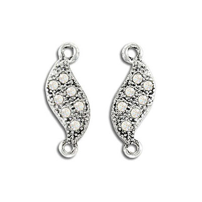 Connector, crystal, antique silver plate. (SKU# CN8759/101/OXW). Sold per pack of 12