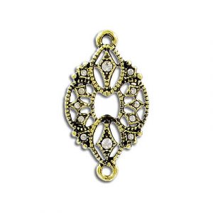 Connector, crystal, antique brass. (SKU# CN9414/101/OXB). Sold per pack of 12