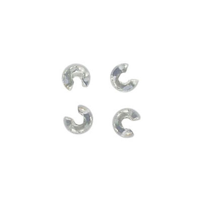 Connector, crimp bead cover, 4mm, silver plate. (SKU# CNC4MM/SPL). Sold per pack of 500