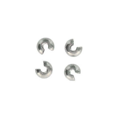 Connector, crimp bead cover, 4mm, imitation rhodium. (SKU# CNC4MM/WH). Sold per pack of 500