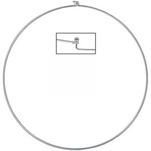 Necklace, choker wire with ball and hook ends, 15 cm (5.5 inches) diameter, nickel plate. (SKU# CWNR1B/WH). Sold per pack of 12