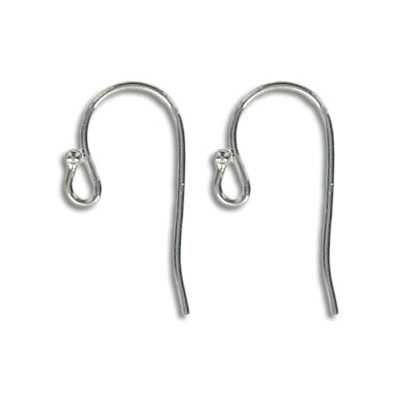 Crochets d'oreilles, plaqué couleur imitation rhodium. Vendu en paquet de 100. (SKU# EW212/WH)
