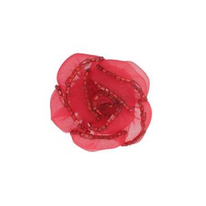 Beaded flower pin red (SKU# FP542/RED). Sold individually.