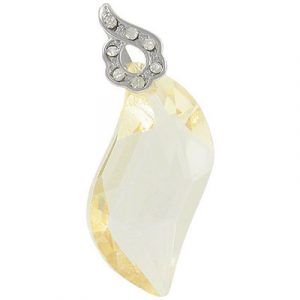 Pendant, faceted glass, with crystal rhinestone bail, 48x17mm, light Colorado topaz. (SKU# GP518S/215). Sold individually.