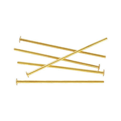 Broches avec tête, 25mm longueur, 0.7mm épaisseur de fil, 500 par paquet, plaqué couleur or. Vendu separement. (SKU# HPT25MM/GL)