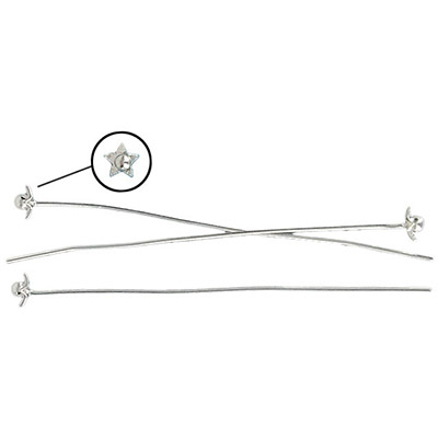 Broches avec tête, 50mm (2 pouce), fil de 0.8mm, 20 jauge, fleur/boule plaqué argent paquet de 100 pièces. Vendu en paquet de 100. (SKU# HPT50MMF/SPL)