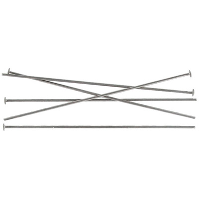 Broches avec tête, 50mm longueur, 0.8mm épaisseur de fil, 500 par paquet, plaqué couleur imitation rhodium. Vendu separement. (SKU# HPT50MM/WH)
