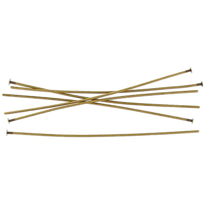 Broches avec tête, 64mm longueur, 0.8mm épaisseur de fil, 500 par paquet, plaqué couleur laiton antique. Vendu separement. (SKU# HPT64MM/OXBR)