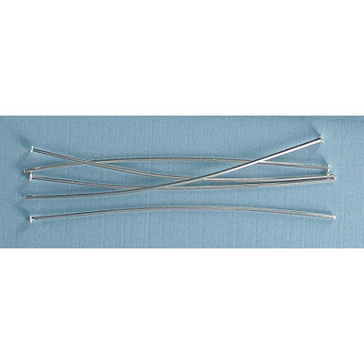 Broches avec tête, 64mm longueur, 0.8mm épaisseur de fil, 500 par paquet, plaqué couleur argent. Vendu separement. (SKU# HPT64MM/SPL)