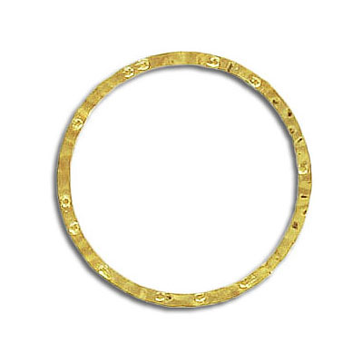 Anneau soudé martelé, 20mm diamètre extérieur, 0.8x1.5mm épaisseur de fil, plaqué couleur or. Vendu en paquet de 100. (SKU# JRS24MMH/GL)