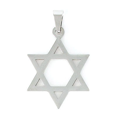 Metal pendant, 30mm, Star of David, stainless steel, grade 304l. (SKU# MP1031/SS). Sold individually.