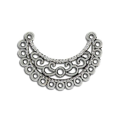 Metal pendant (connector), 23x24mm, multi row, antique silver. (SKU# MP1160/OXWH). Sold per pack of 12