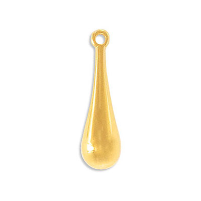 Metal pendants, 25x8mm, drop, zamak (zinc alloy), gold plate. (SKU# MP3957/GL). Sold per pack of 6