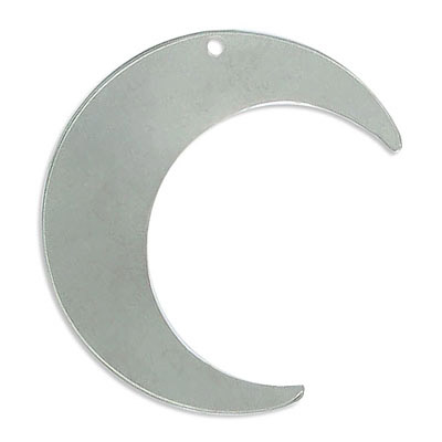Metal pendant, 45mm, vintage crescent moon, rhodium imitation. (SKU# MPF2226/WH). Sold per pack of 12
