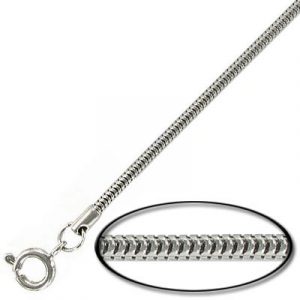Neck chain, brass, snake chain necklace, 18 inch white. (SKU# NC1.918/WH). Sold per pack of 12